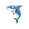 White toothed shark funny fish cartoon character