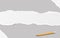 White torn oblong paper strip placed one squared horizontal background, paper for note. Vector illustration