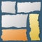 White torn paper pieces. Ripped notebook papers. Scrap material vector collection