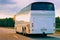 White Tourist bus in the highway road in Poland