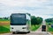 White Tourist bus on the road, Poland