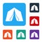 White Tourist tent icon isolated on white background. Camping symbol. Set icons in color square buttons. Vector