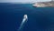 White tourist yacht in blue lagoon in Mediterranean sea