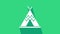 White Traditional indian teepee or wigwam icon isolated on green background. Indian tent. 4K Video motion graphic