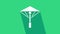 White Traditional Japanese umbrella from the sun icon isolated on green background. 4K Video motion graphic animation