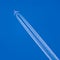White trails of flying airplane in blue sky