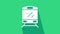 White Train icon isolated on green background. Public transportation symbol. Subway train transport. Metro underground