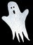 White transparent ghost on a black background. Happy Halloween party. Hand drawing watercolor isolated clip art graphic elements