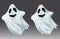 White transparent ghost vector illustration. Ghosts isolated on dark background. The concept of halloween, monster