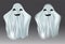 White transparent ghost vector illustration. Ghosts isolated on dark background. The concept of halloween, monster