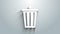 White Trash can icon isolated on grey background. Garbage bin sign. Recycle basket icon. Office trash icon. 4K Video