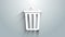 White Trash can icon isolated on grey background. Garbage bin sign. Recycle basket icon. Office trash icon. 4K Video