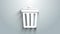 White Trash can icon isolated on grey background. Garbage bin sign. Recycle basket icon. Office trash icon. 4K Video