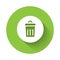 White Trash can icon isolated with long shadow background. Garbage bin sign. Recycle basket icon. Office trash icon