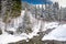 White trees covered by fresh snow in Alps, postcard winter lands