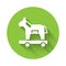White Trojan horse icon isolated with long shadow. Green circle button. Vector