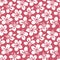 White Tropical Exotic Foliage, Hibiscus Floral Vector Seamless Pattern. Lush Tropical Blooms on Red Background