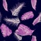 White Tropical Foliage. Coral Seamless Hibiscus. Cobalt Pattern Hibiscus. Purple Banana Leaves. Violet Wallpaper Plant.