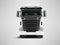 White truck with black inserts with carrying capacity of up to five tons front view 3d render on gray background with shadow