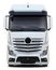 White truck Mercedes Actros front view.