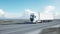 White truck. semi trailer on the road, highway. Transports, logistics concept. 4K realistic loopable animation.