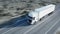 White truck. semi trailer on the road, highway. Transports, logistics concept. 4K realistic loopable animation.