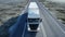 White truck. semi trailer on the road, highway. Transports, logistics concept. 4K realistic loopable animation.