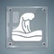 White Tsunami icon isolated on grey background. Flood disaster. Stormy weather by seaside, ocean or sea wave or tsunami