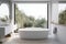 white tub house room home interior window design apartment style indoor. Generative AI.