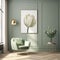 White Tulip Print On Green Wall: Daz3d Style Matte Photo