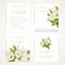 White tulips on four vertical blank banners set