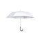 White umbrella with curved silver and black handle