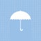 White umbrella symbol on blue background