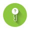 White Undefined key icon isolated with long shadow. Green circle button. Vector Illustration