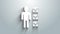 White User of man in business suit icon isolated on grey background. Business avatar symbol user profile icon. Male user