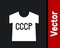 White USSR t-shirt icon isolated on black background. Vector