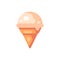 White vanilla ice cream cone flat icon