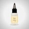 White vape bottle with liquid or aroma. Electronic cigarette accessorize, label. 3d object mockup for vaporizer design