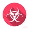 White vector biohazard icon long shadow design