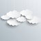 White vector clouds on gray sky background