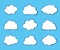 White vector creative clouds isolated on blue