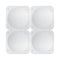 White vector foil lid for yogurt, dessert or cream. Pack of four rounded square form. Top view of packaging mockup