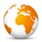 White Vector Globe Icon with Orange Continents - Planet Earth