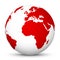 White Vector Globe with Red Continents - Europe and Africa - Planet Earth.