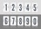 White vector Numeric template. Set of flip scoreboard with reflections differently floating of numbers and symbols