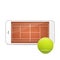 White vector smartphone with tennis ball and field