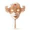 White Venetian carnival mask with golden glitter decoration