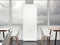 White vertical banner in restaurant. 3d rendering