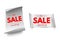 White vertical and horizontal sale paper, tapes, ribbons. Advertising flat set. Discounts and coupons promotion. Special