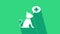 White Veterinary clinic symbol icon isolated on green background. Cross with cat veterinary care. Pet First Aid sign. 4K